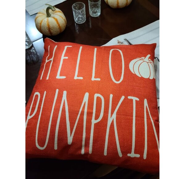 Pumpkin Decorative Pillow Cover Case Farmhouse Cottage Thanksgiving Fall Decor - Picture 4 of 11